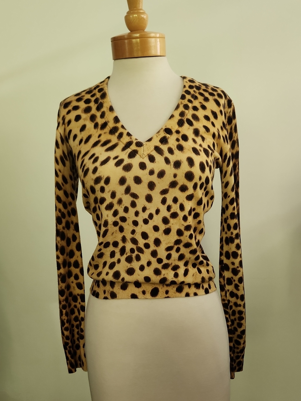 Dolce & Gabbana Leopard Print V-Neck Sweater Size 38/S